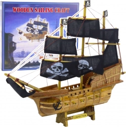 Modèle décoratif de collection de navire pirate avec voiles noires 33x29 cm