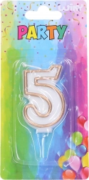 Bougie de fête numéro 5 dorée
