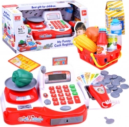 Caisse enregistreuse pour enfants avec scanner et balance, panier et accessoires