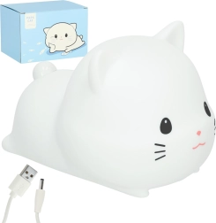 Lampe de nuit USB en silicone, forme de chat blanc