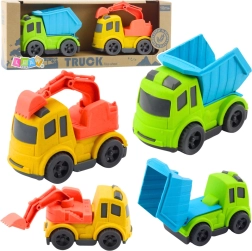 Set de véhicules de chantier en bioplastique – benne basculante et mini-pelle