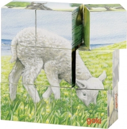Cubes en bois Goki animaux de la ferme – 9 pièces