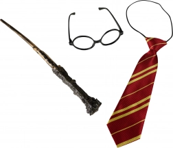 Coffret de magicien avec lunettes, cravate et baguette