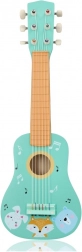 Guitare en bois pour enfants avec animaux, turquoise