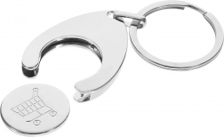 Porte-clés métallique 2-en-1 avec jeton pour chariot