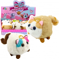 Chaton en peluche à queue tournante brun et blanc