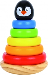 Tour empilable en bois pingouin