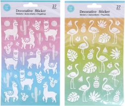 Autocollants scintillants 14,6 × 25,5 cm – lama ou flamant rose