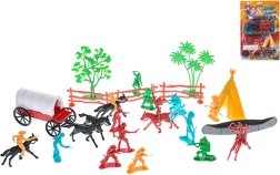 Set de jeu western avec figurines, diligence et accessoires – 31 pièces