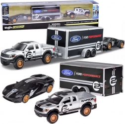 Maisto set en métal 1:64 – FORD Raptor avec remorque et FORD GT Heritage
