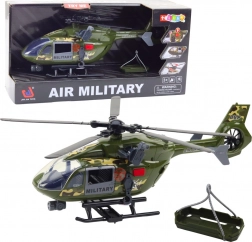 Hélicoptère militaire avec lumières et sons 1:12 avec crochet et brancard