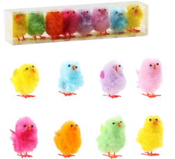 Set de 8 poussins de Pâques colorés – figurines décoratives