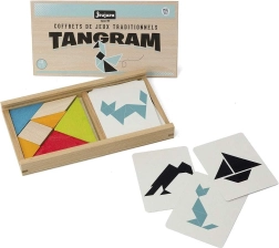 Jeujura tangram avec modèles dans une boîte en bois
