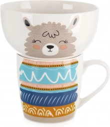 Set petit-déjeuner en porcelaine pour enfants lama – tasse et bol