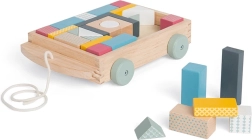 Bigjigs Toys chariot en bois à tirer avec blocs