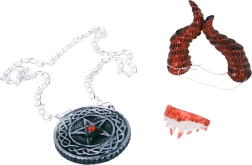 set d’accessoires diable – cornes, collier et dents de vampire