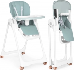 Chaise haute pour enfants à hauteur réglable, double plateau et revêtement en éco-cuir ECOTOYS – vert