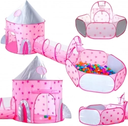 Woopie Tente 3-en-1 Palais de Princesse XXL Maison Tunnel Piscine à balles sèche