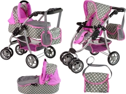 Poussette pour enfants avec nacelle et sac Rose avec étoiles