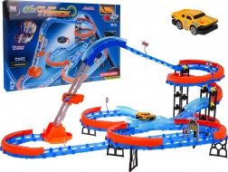 Piste de course avec échelle, 90 pièces, avec petite voiture LED
