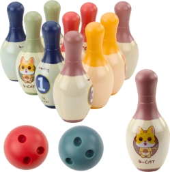 Set de bowling pour enfants avec chatons – 10 quilles et 2 boules colorées