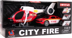 Set pompiers hélicoptère et voiture avec lumières et sons