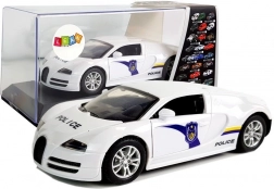 Voiture de sport de police à friction avec lumières et sons – blanche