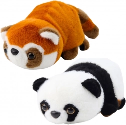 Peluche 2‑en‑1 - Panda rouge et classique 22 cm