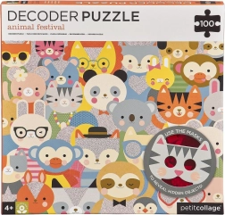 Petit Collage puzzle décodeur Festival des animaux avec lunettes 3D, 100 pièces