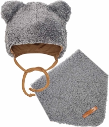 Set hivernal pour bébé bonnet et foulard New Baby teddy bear gris