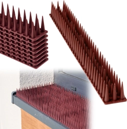 Pointes anti-oiseaux en plastique, marron, lattes modulaires 8 pcs