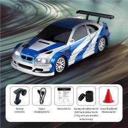 Voiture RC de drift 1:43 bleue avec accessoires