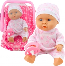 Poupée Bébé avec Porte-bébé Pyjama Bonnet Tétine Rose
