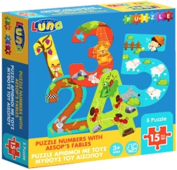 Puzzle Luna avec des chiffres et des fables d'Ésope pour enfants
