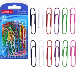 Set de trombones de bureau colorés 33 mm 90 pcs