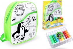 Sac à colorier Taupe avec fond vert 30 cm + 8 feutres