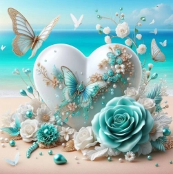 Peinture diamant cœur avec papillons 30 × 40 cm