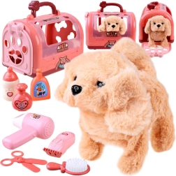 Chien en peluche interactif en coffret SPA avec boîte de transport