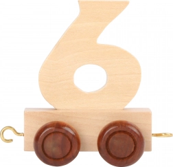 Wagon pour circuit de train en bois – chiffre 6 naturel