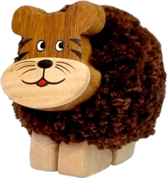 Figurine en bois XL Tigre avec pompon