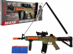 Mitraillette pour enfants à fléchettes en mousse avec lumière, son et vibrations – 60 cm, 12 fléchettes