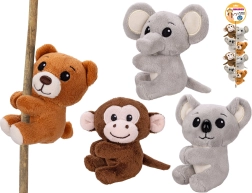 Peluche animal de safari avec clip sur cordon, 8 cm - 1 pièce