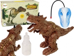 Dinosaure RC avec vapeur, projecteur et effets sonores et lumineux – marron