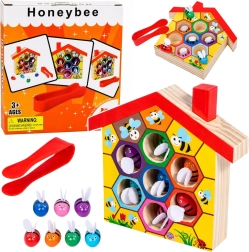 Ruche Montessori en bois avec abeilles et pince (7 pcs)