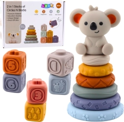 Tour sensorielle et cubes en silicone souple koala 13 pièces