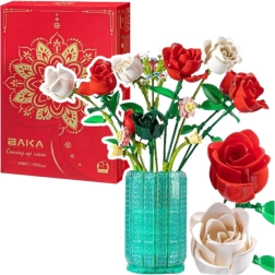 Kit de construction Roses en vase – blanc et rouge, 1022 pièces