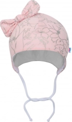Bonnet bébé en coton avec petit nœud New Baby Nunu – rose