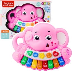Piano interactif rose Éléphanteau – Mélodies, Gammes, Sons d’animaux