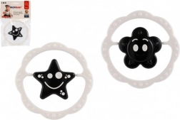 hochet et anneau de dentition en plastique, rond 12 cm, noir et blanc, dès 0 mois