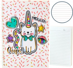 Carnet avec chat licorne aux motifs roses A5
